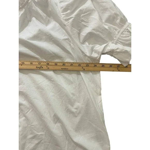 NWT Gap Women Top XL White Puff Sleeve Button Front Ruffle V-Neck - Picture 4 of 9